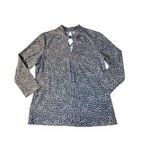 J. McLaughlin blue leopard print blouse size small